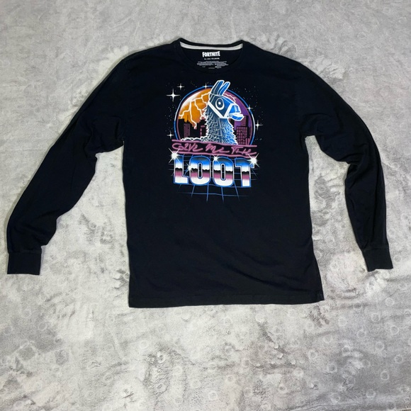 FORTNITE Give Me The Loot T Shirt Men's X-Large (46-48) Llama Graphic Black - Picture 2 of 10